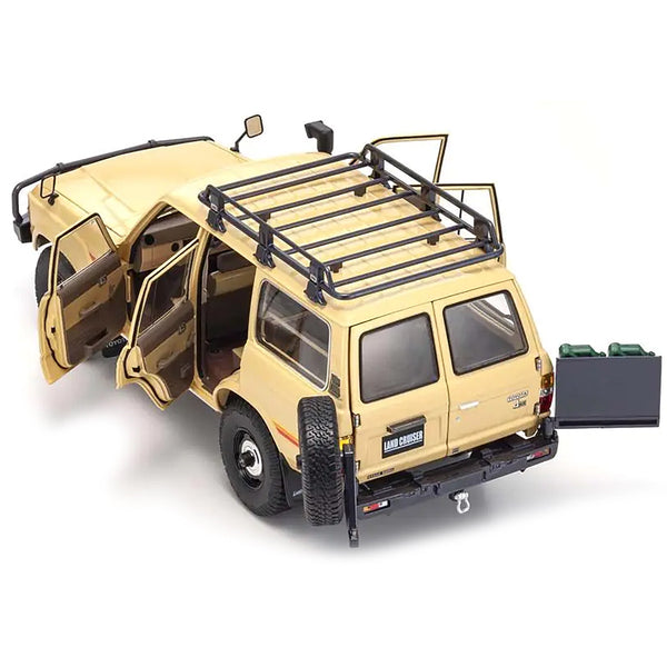 Toyota Land Cruiser 60 RHD (Right Hand Drive) Beige with Stripes and Roof Rack with Accessories 1/18 Diecast Model Car by Kyosho