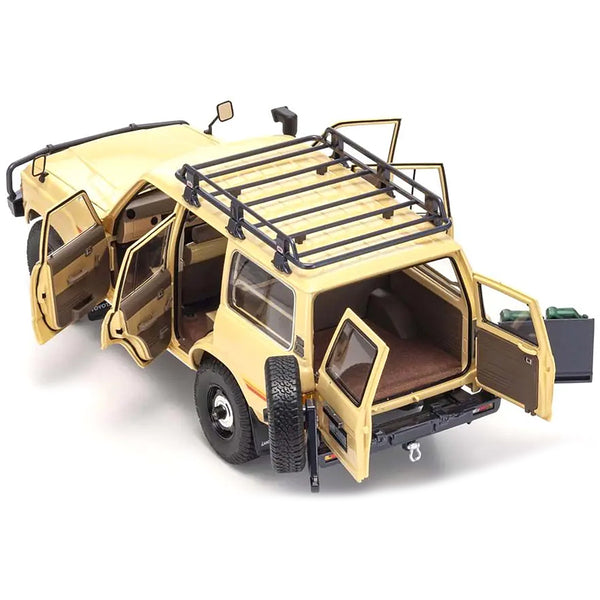 Toyota Land Cruiser 60 RHD (Right Hand Drive) Beige with Stripes and Roof Rack with Accessories 1/18 Diecast Model Car by Kyosho