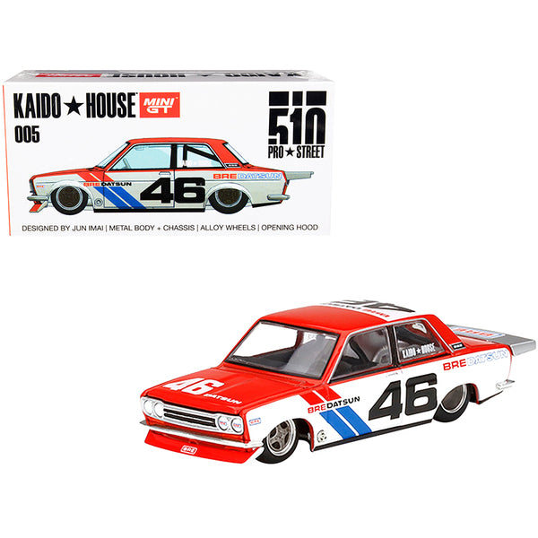 Datsun 510 Pro Street Version 1 #46 "BRE" Red and White (Designed by Jun Imai) "Kaido House" Special 1/64 Diecast Model Car by True Scale Miniatures