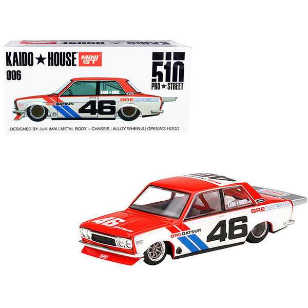 Datsun 510 Pro Street Version 2 #46 "BRE" Red and White (Designed by Jun Imai) "Kaido House" Special 1/64 Diecast Model Car by True Scale Miniatures