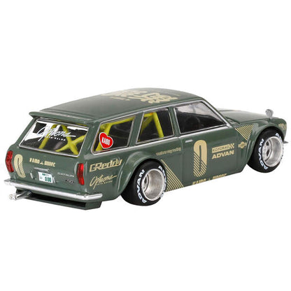 1971 Datsun 510 Wagon RHD (Right Hand Drive) Green (Designed by Jun Imai) "Kaido House" Special 1/64 Diecast Model Car by True Scale Miniatures