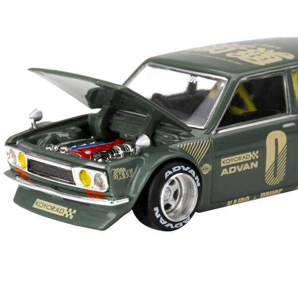 1971 Datsun 510 Wagon RHD (Right Hand Drive) Green (Designed by Jun Imai) "Kaido House" Special 1/64 Diecast Model Car by True Scale Miniatures