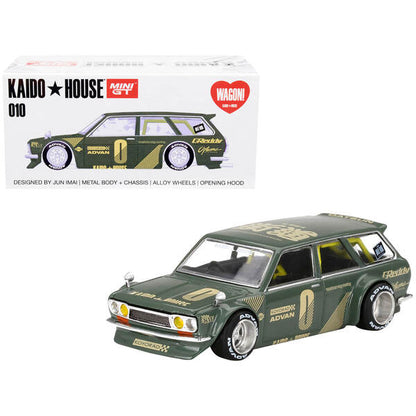 1971 Datsun 510 Wagon RHD (Right Hand Drive) Green (Designed by Jun Imai) "Kaido House" Special 1/64 Diecast Model Car by True Scale Miniatures