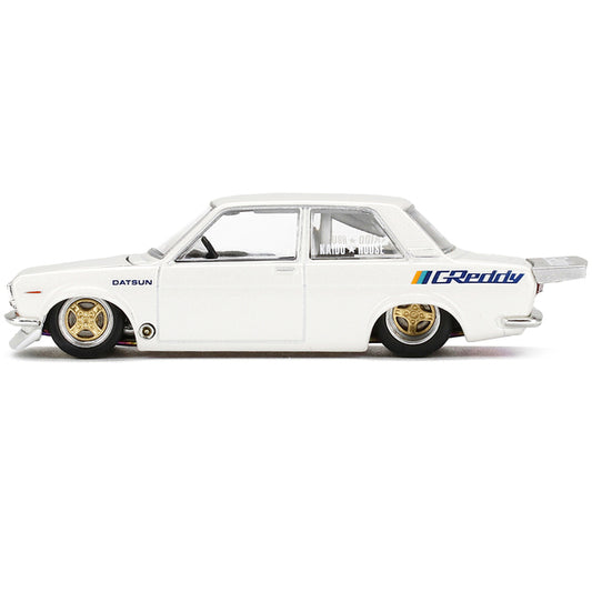 Datsun 510 Pro Street Pearl White "GREDDY" (Designed by Jun Imai) "Kaido House" Special 1/64 Diecast Model Car by True Scale Miniatures