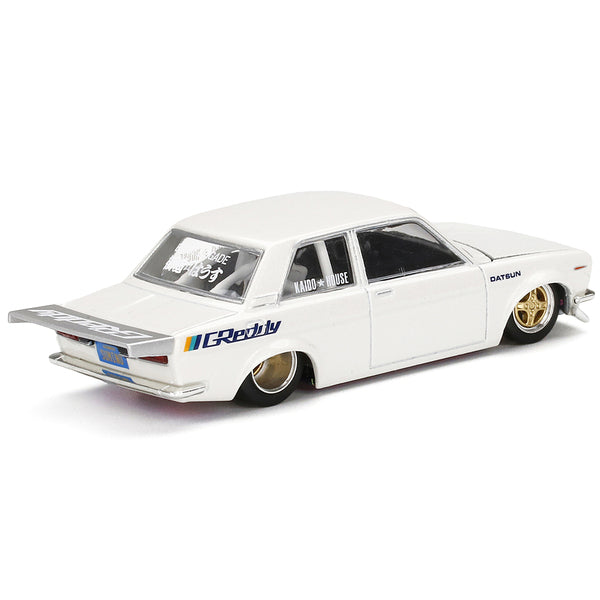 Datsun 510 Pro Street Pearl White "GREDDY" (Designed by Jun Imai) "Kaido House" Special 1/64 Diecast Model Car by True Scale Miniatures