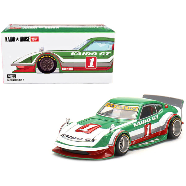 Datsun Fairlady Z Kaido GT V2 RHD (Right Hand Drive) #1 Green with Stripes (Designed by Jun Imai) "Kaido House" Special 1/64 Diecast Model Car by True Scale Miniatures