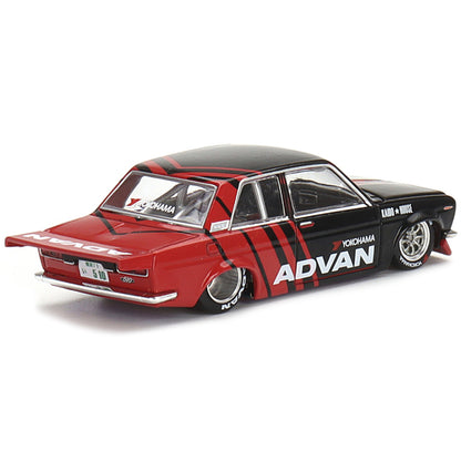 Datsun 510 Pro Street "ADVAN" Black and Red (Designed by Jun Imai) "Kaido House" Special 1/64 Diecast Model Car by True Scale Miniatures