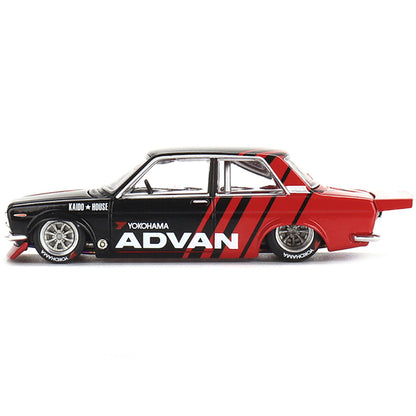 Datsun 510 Pro Street "ADVAN" Black and Red (Designed by Jun Imai) "Kaido House" Special 1/64 Diecast Model Car by True Scale Miniatures