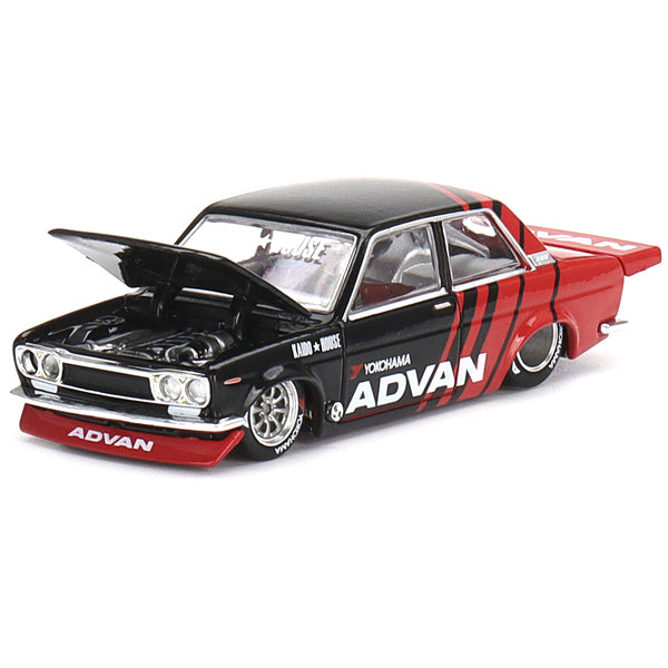 Datsun 510 Pro Street "ADVAN" Black and Red (Designed by Jun Imai) "Kaido House" Special 1/64 Diecast Model Car by True Scale Miniatures