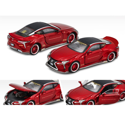 Lexus LC500 LB Works RHD (Right Hand Drive) Red Metallic with Carbon Top and Graphics Limited Edition to 1200 pieces 1/64 Diecast Model Car by Era Car