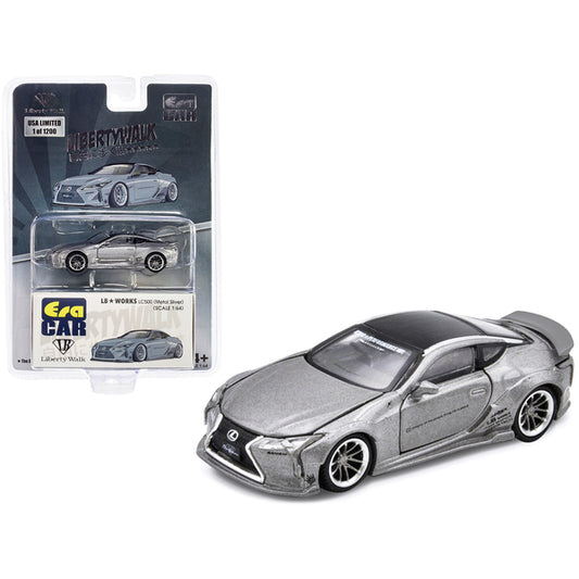 Lexus LC500 LB Works RHD (Right Hand Drive) Silver Metallic with Black Top and Graphics Limited Edition to 1200 pieces 1/64 Diecast Model Car by Era Car