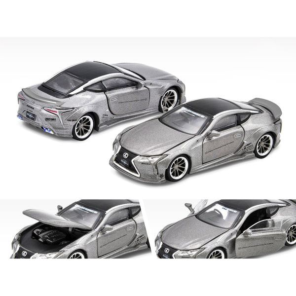 Lexus LC500 LB Works RHD (Right Hand Drive) Silver Metallic with Black Top and Graphics Limited Edition to 1200 pieces 1/64 Diecast Model Car by Era Car