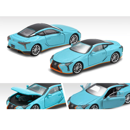 Lexus LC500 RHD (Right Hand Drive) "Goes Semi-Gulf" Light Blue with Black Top and Orange Accents Limited Edition to 720 pieces 1/64 Diecast Model Car by Era Car