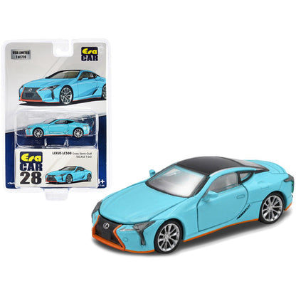 Lexus LC500 RHD (Right Hand Drive) "Goes Semi-Gulf" Light Blue with Black Top and Orange Accents Limited Edition to 720 pieces 1/64 Diecast Model Car by Era Car