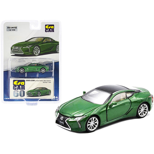 Lexus LC500 Nori Green Metallic with Black Top Limited Edition to 1200 pieces 1/64 Diecast Model Car by Era Car