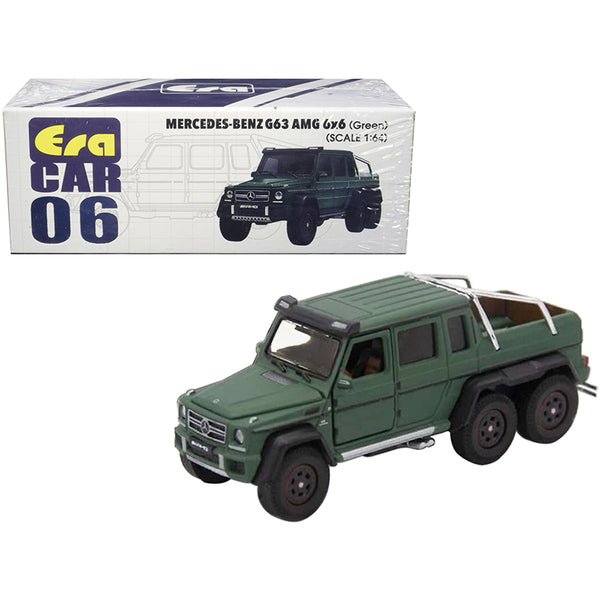 Mercedes Benz G63 AMG 6x6 Pickup Truck Green 1/64 Diecast Model Car by Era Car