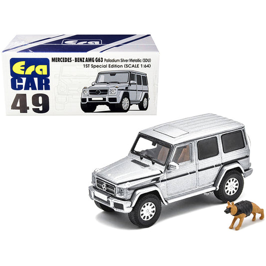 Mercedes Benz G63 (SDU) Palladium Silver Metallic 1ST Special Edition with Police Dog 1/64 Diecast Model Car by Era Car