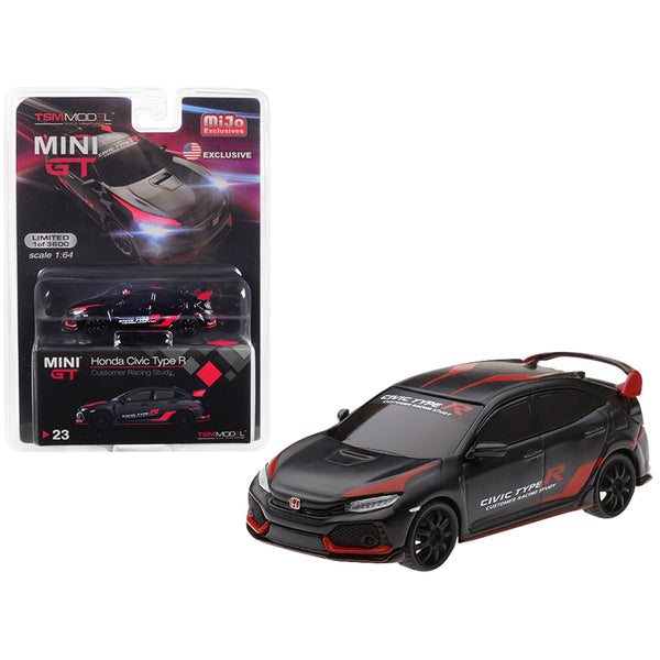 Honda Civic Type R (FK8) Black "Customer Racing Study U.S.A." Limited Edition to 3600 pieces Worldwide 1/64 Diecast Model Car by True Scale Miniatures