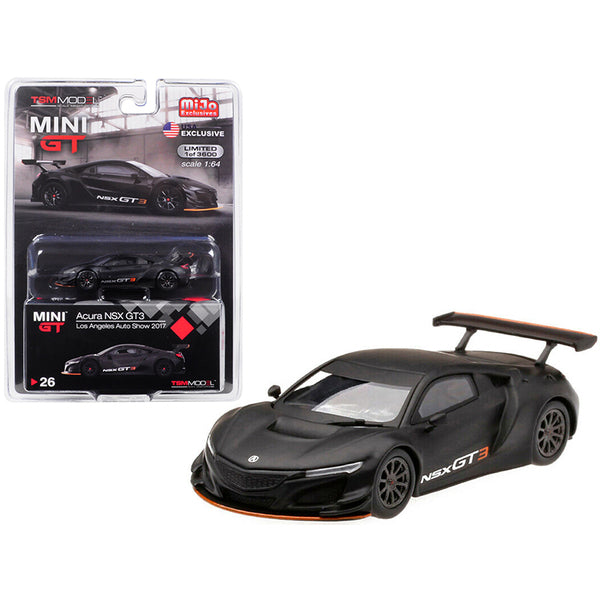 Acura NSX GT3 Matt Black "Los Angeles Auto Show 2017" Limited Edition to 3600 pieces Worldwide 1/64 Diecast Model Car by True Scale Miniatures