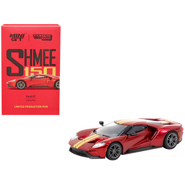 Ford GT Liquid Red Metallic with Gold Stripes "Shmee150 Collection" "Collaboration Model" 1/64 Diecast Model Car by True Scale Miniatures & Tarmac Works