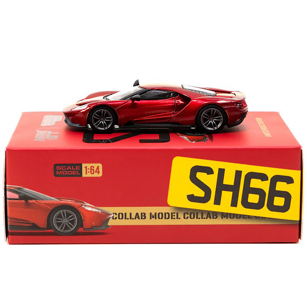 Ford GT Liquid Red Metallic with Gold Stripes "Shmee150 Collection" "Collaboration Model" 1/64 Diecast Model Car by True Scale Miniatures & Tarmac Works