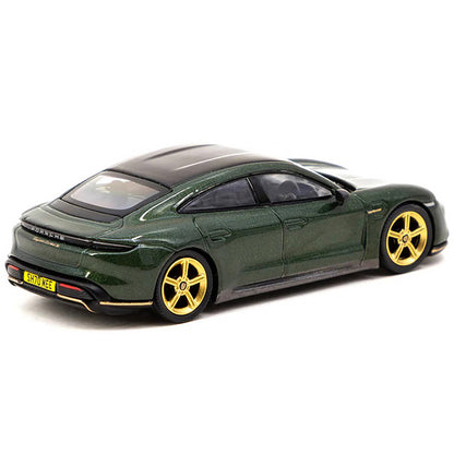 Porsche Taycan Turbo S Midnight Green Metallic with Black Top and Gold Wheels "Shmee150 Collection" "Collaboration Model" 1/64 Diecast Model Car by True Scale Miniatures & Tarmac Works