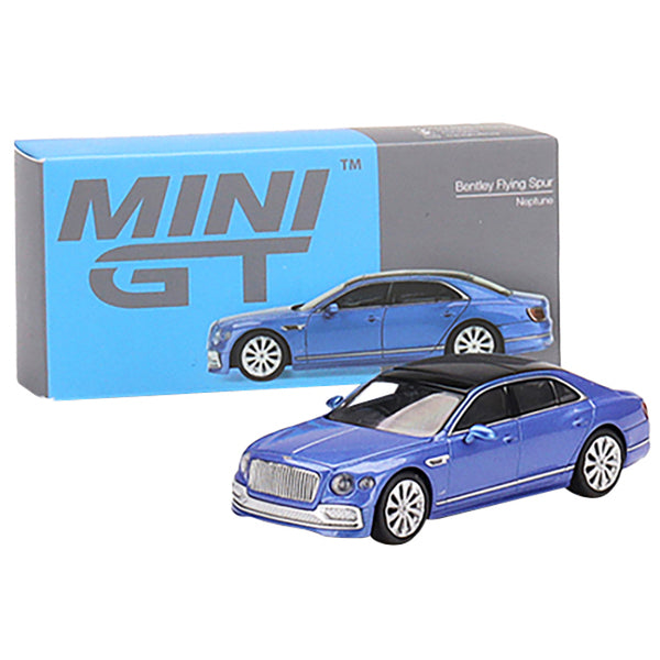 Bentley Flying Spur with Sunroof Neptune Blue Metallic with Black Top Limited Edition to 2400 pieces Worldwide 1/64 Diecast Model Car by True Scale Miniatures