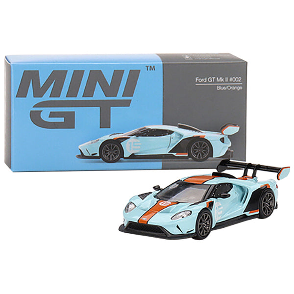 Ford GT MK II #002 #15 Light Blue with Orange Stripes Limited Edition to 6000 pieces Worldwide 1/64 Diecast Model Car by True Scale Miniatures