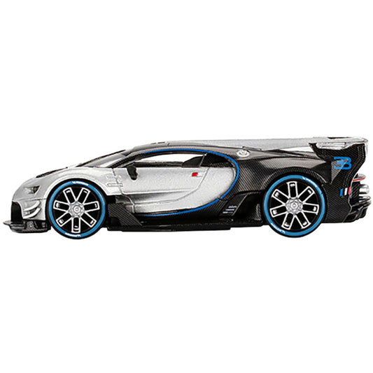 Bugatti Vision Gran Turismo Silver Metallic and Carbon Limited Edition to 9600 pieces Worldwide 1/64 Diecast Model Car by True Scale Miniatures