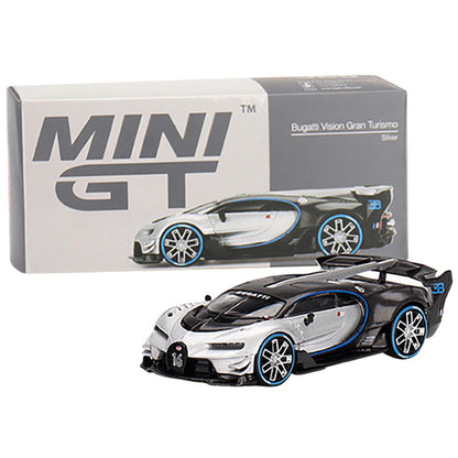 Bugatti Vision Gran Turismo Silver Metallic and Carbon Limited Edition to 9600 pieces Worldwide 1/64 Diecast Model Car by True Scale Miniatures