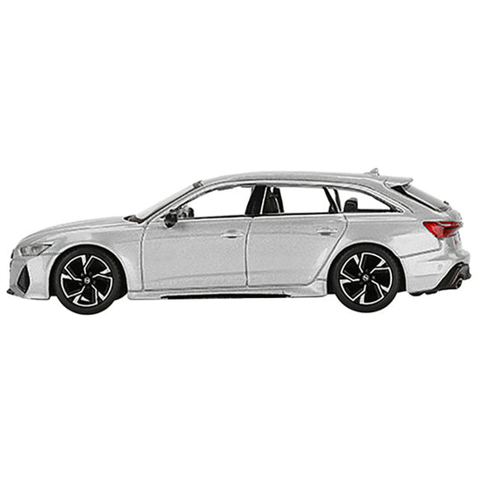 Audi RS 6 Avant Carbon Black Edition Florett Silver Metallic Limited Edition to 2400 pieces Worldwide 1/64 Diecast Model Car by True Scale Miniatures