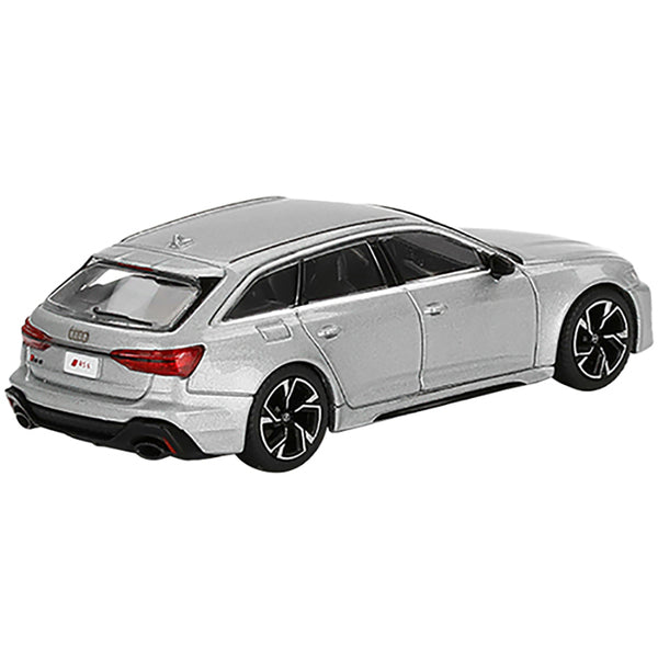 Audi RS 6 Avant Carbon Black Edition Florett Silver Metallic Limited Edition to 2400 pieces Worldwide 1/64 Diecast Model Car by True Scale Miniatures