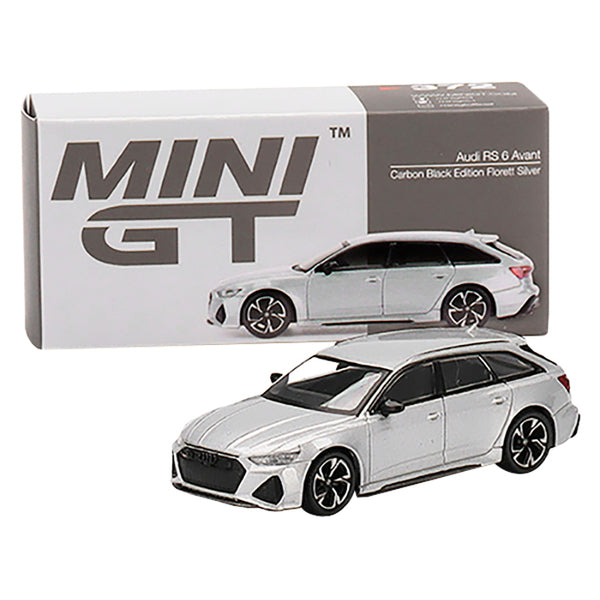 Audi RS 6 Avant Carbon Black Edition Florett Silver Metallic Limited Edition to 2400 pieces Worldwide 1/64 Diecast Model Car by True Scale Miniatures