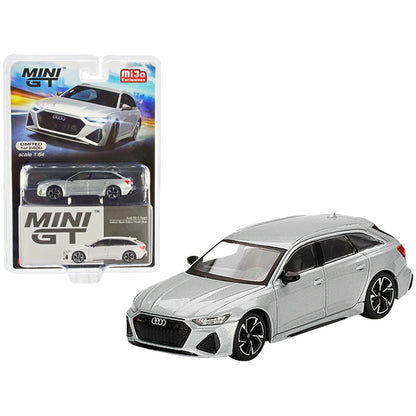 Audi RS 6 Avant Carbon Black Edition Florett Silver Metallic Limited Edition to 2400 pieces Worldwide 1/64 Diecast Model Car by True Scale Miniatures