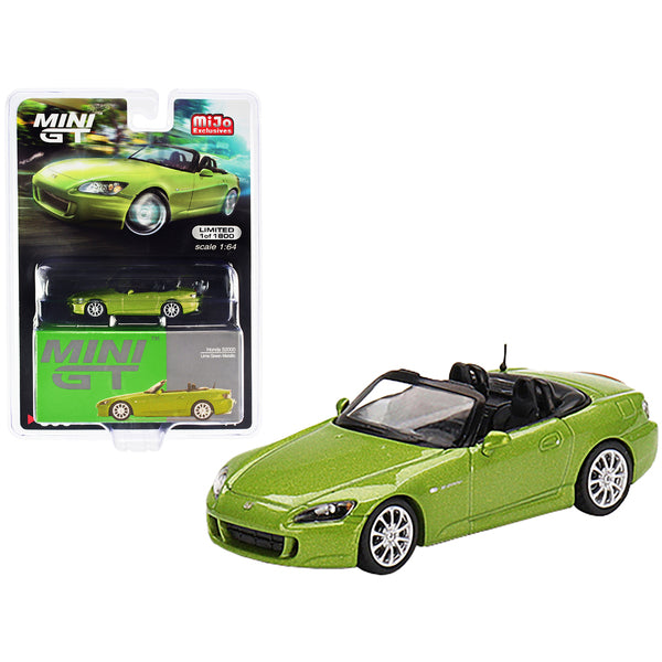 Honda S2000 (AP2) Convertible Lime Green Metallic Limited Edition to 1800 pieces Worldwide 1/64 Diecast Model Car by True Scale Miniatures