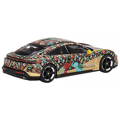 Porsche Taycan Turbo S RHD (Right Hand Drive) Black with Graphics "NaRaYa" Collaboration Limited Edition to 9999 pieces Worldwide 1/64 Diecast Model Car by True Scale Miniatures