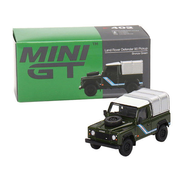 Land Rover Defender 90 Pickup Truck Bronze Green with White Top and Silver Camper Shell Limited Edition to 1200 pieces Worldwide 1/64 Diecast Model Car by True Scale Miniatures