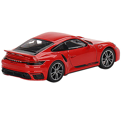 Porsche 911 Turbo S Guards Red with Black Stripes Limited Edition to 3000 pieces Worldwide 1/64 Diecast Model Car by True Scale Miniatures