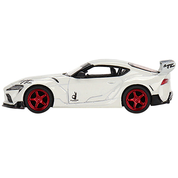 Toyota Pandem GR Supra V1.0 RHD (Right Hand Drive) Pearl White with Graphics Limited Edition to 2400 pieces Worldwide 1/64 Diecast Model Car by True Scale Miniatures