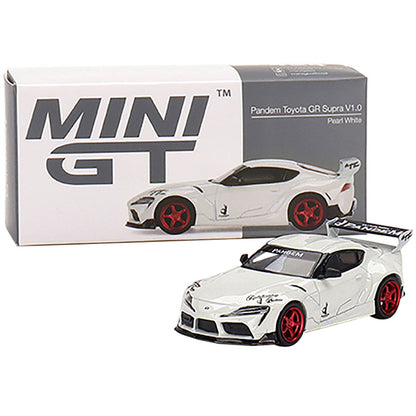 Toyota Pandem GR Supra V1.0 RHD (Right Hand Drive) Pearl White with Graphics Limited Edition to 2400 pieces Worldwide 1/64 Diecast Model Car by True Scale Miniatures