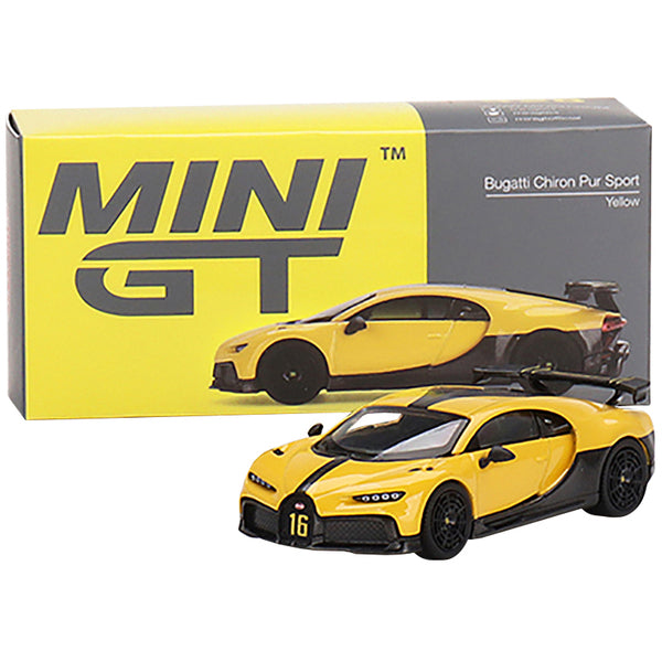 Bugatti Chiron Pur Sport Yellow and Carbon Limited Edition to 4200 pieces Worldwide 1/64 Diecast Model Car by True Scale Miniatures