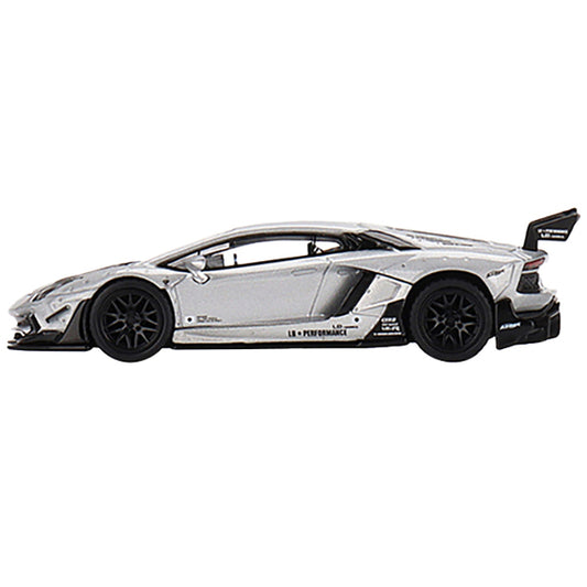 Lamborghini Aventador LB WORKS Matt Silver with Carbon Hood Limited Edition to 4800 pieces Worldwide 1/64 Diecast Model Car by True Scale Miniatures