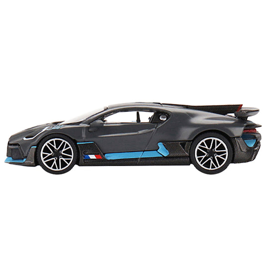 Bugatti Divo "Presentation" Matt Gray with Light Blue Accents Limited Edition to 5400 pieces Worldwide 1/64 Diecast Model Car by True Scale Miniatures