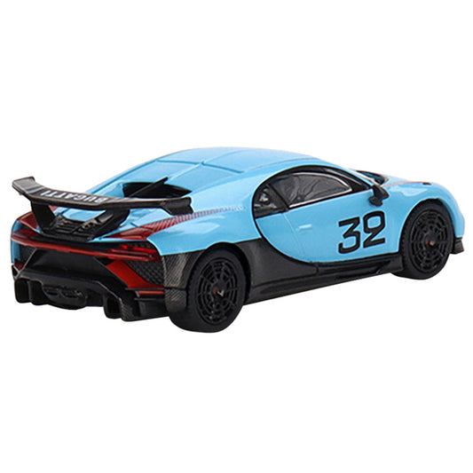 Bugatti Chiron Pur Sport #32 Light Blue with Red Graphics "Grand Prix" Limited Edition to 3000 pieces Worldwide 1/64 Diecast Model Car by True Scale Miniatures