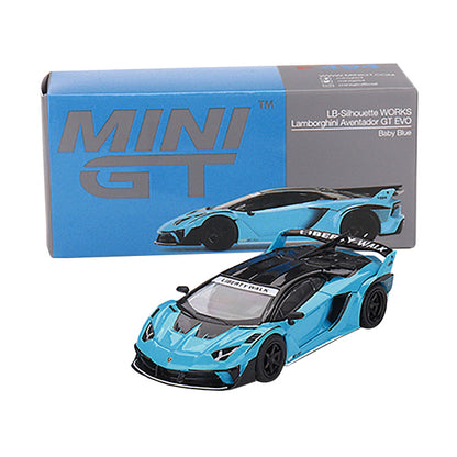 Lamborghini Aventador GT EVO "LB-Silhouette Works" Baby Blue with Black Top Limited Edition to 4200 pieces Worldwide 1/64 Diecast Model Car by True Scale Miniatures