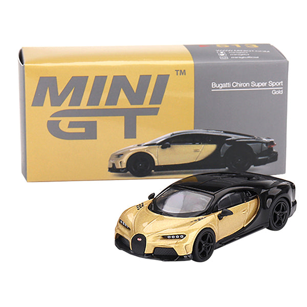 Bugatti Chiron Super Sport Gold Metallic and Black Limited Edition to 3000 pieces Worldwide 1/64 Diecast Model Car by True Scale Miniatures