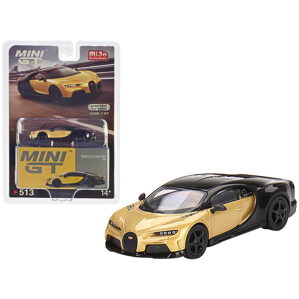 Bugatti Chiron Super Sport Gold Metallic and Black Limited Edition to 3000 pieces Worldwide 1/64 Diecast Model Car by True Scale Miniatures