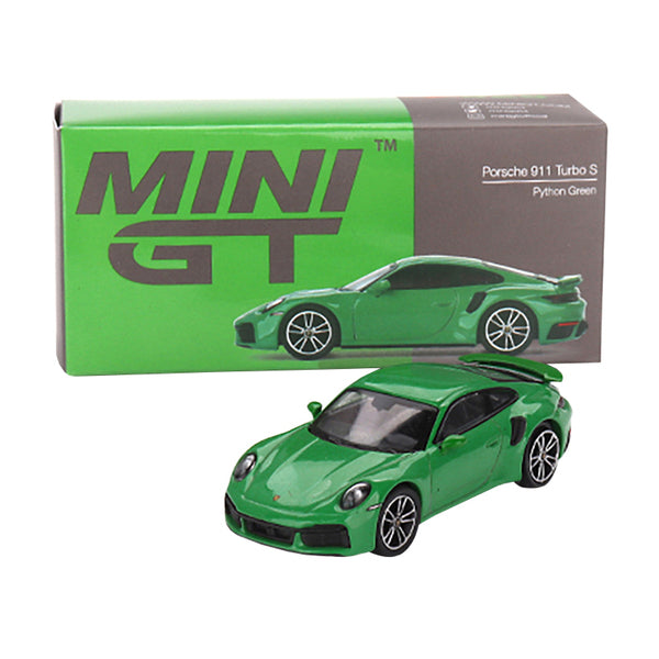 Porsche 911 Turbo S Python Green Limited Edition to 3000 pieces Worldwide 1/64 Diecast Model Car by True Scale Miniatures