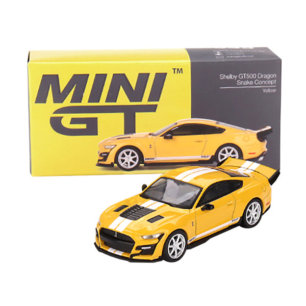 Shelby GT500 Dragon Snake Concept Yellow with White Stripes Limited Edition to 3240 pieces Worldwide 1/64 Diecast Model Car by True Scale Miniatures