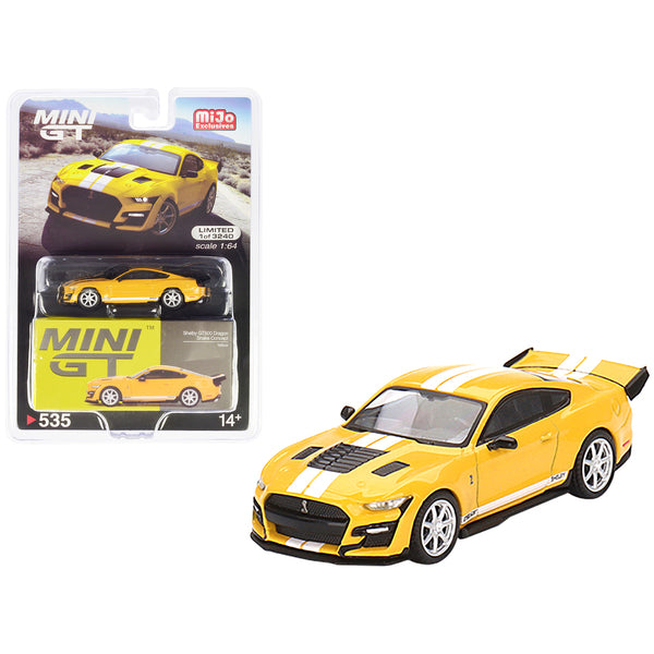 Shelby GT500 Dragon Snake Concept Yellow with White Stripes Limited Edition to 3240 pieces Worldwide 1/64 Diecast Model Car by True Scale Miniatures